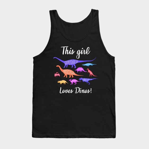 This Girl Loves Dinos T-Shirt, Dinosaur Shirt, Dinosaur Birthday Shirt, Dino Shirt, Birthday Shirt, Girl Dinosaur Shirt, T-Rex Shirt Tank Top by johnii1422